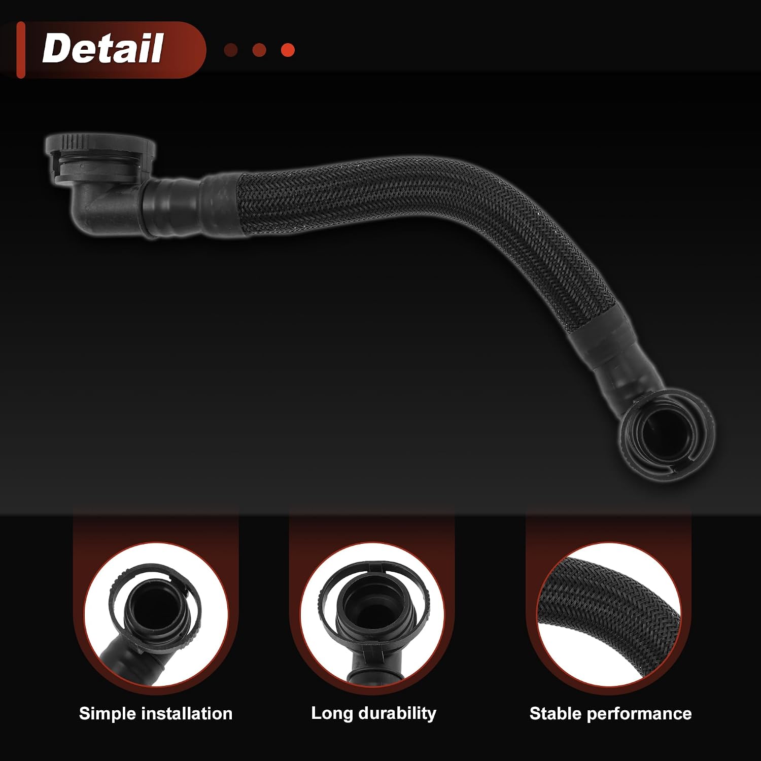 Crankcase Ventilation Hose for Audi A6 Quattro 2007-2011 for Audi A8 Quattro 2007-2010 Engine Crankcase Breather Hose 079103209AK Rubber Black 1 Pcs