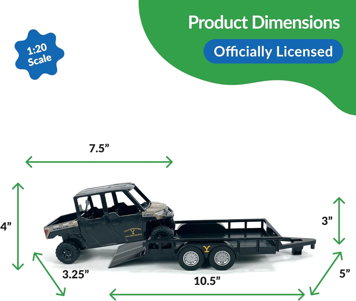 Big Country Toys AMT Adult Collectibles Rip Wheeler Yellowstone Polaris Ranger Truck with Trailer, Realistic Collectible…