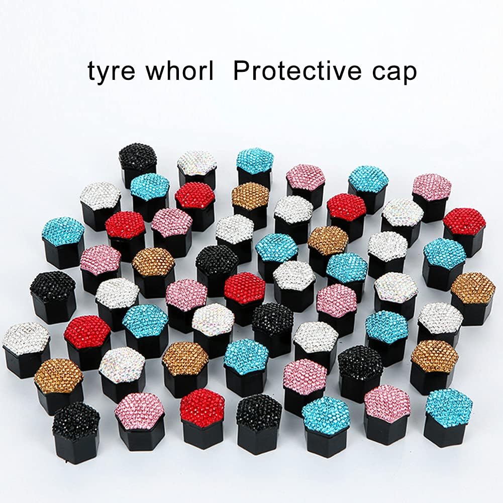 20PCS Wheel Lug Nut Covers,21mm Bling Bling Crystal Wheel Hub Bolt Caps Universal Wheel Nut Cap Hex Protector Car Wheel Nut Caps,White