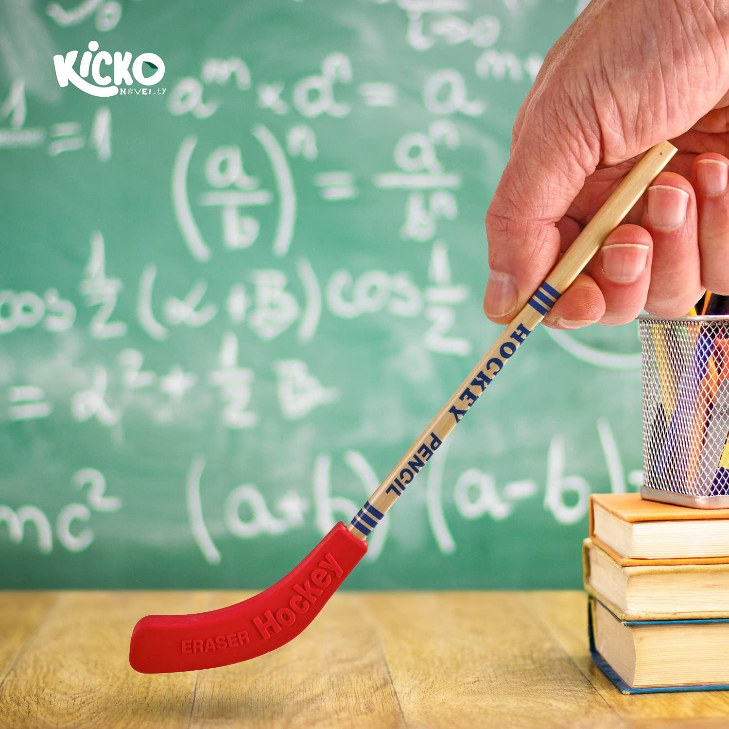 Kicko Hockey Pencils - 9 Inch - 24 Pack - Bulk Multicolor Hockey Stick Pencils with Rubber Blade Eraser - Educational Party Favors with Sports Theme, Team Birthday Parties and School Prizes : Toys & Games