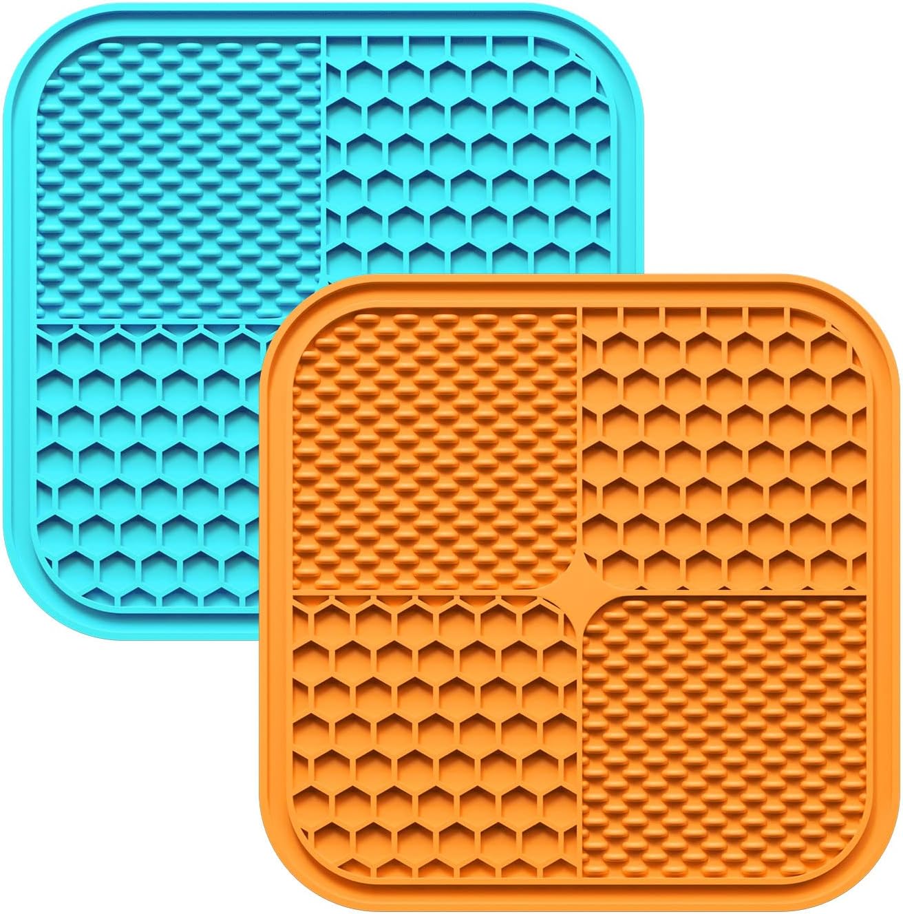 Licking Mat for Dogs & Cats - 2 Pack Slow Feeder for Puppy,Pet Lick Pads for Large&Small Dogs Cat, Pet Calming Dog Treat Mat, Boredom &…
