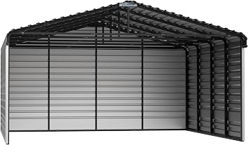 Arrow 20x20x9 3 Sided Carport Eggshell