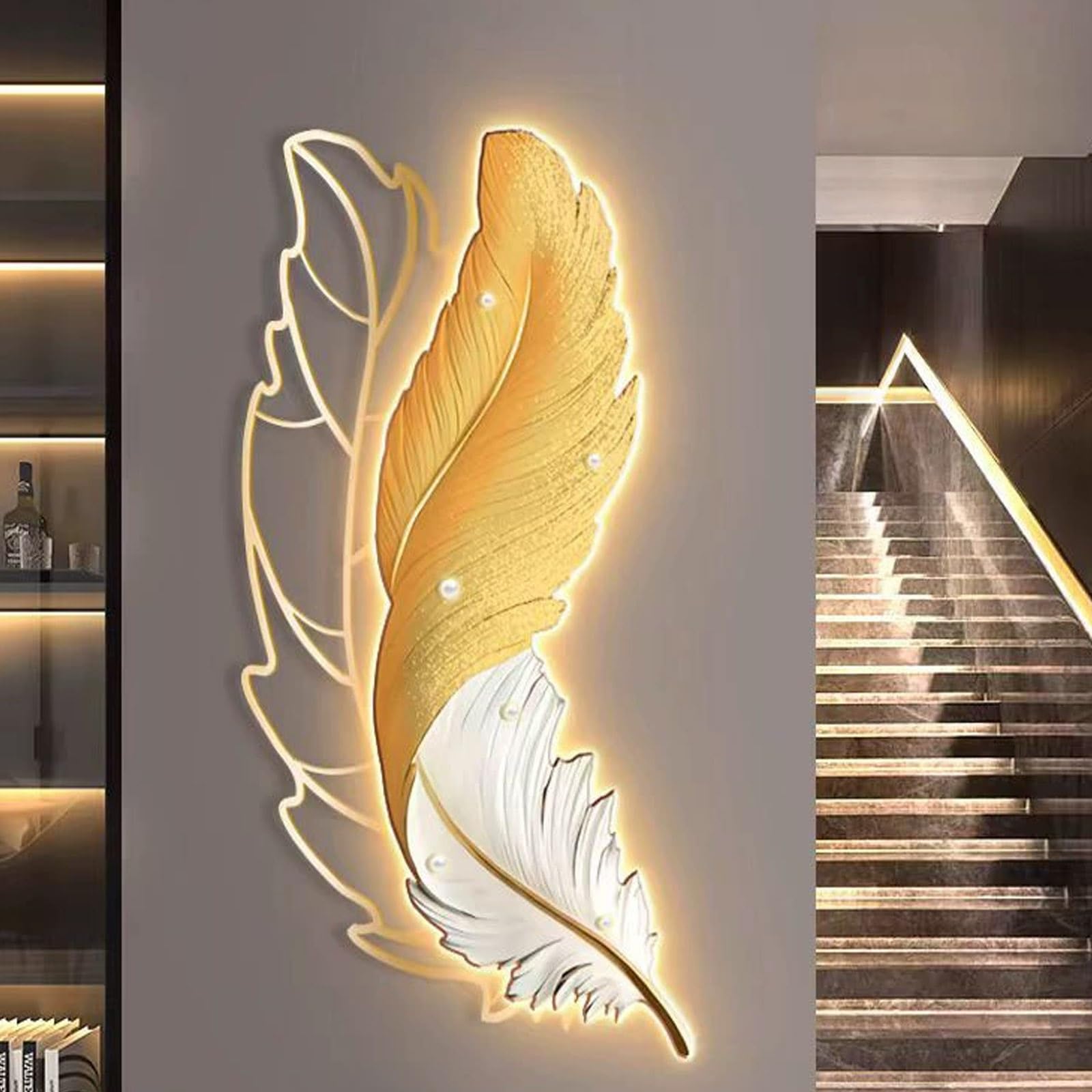 Grandes esculturas iluminadas en 3D, arte moderno de pared LED para dormitorio, sala de estar, pasillo y entrada, acento creativo para decoración del hogar