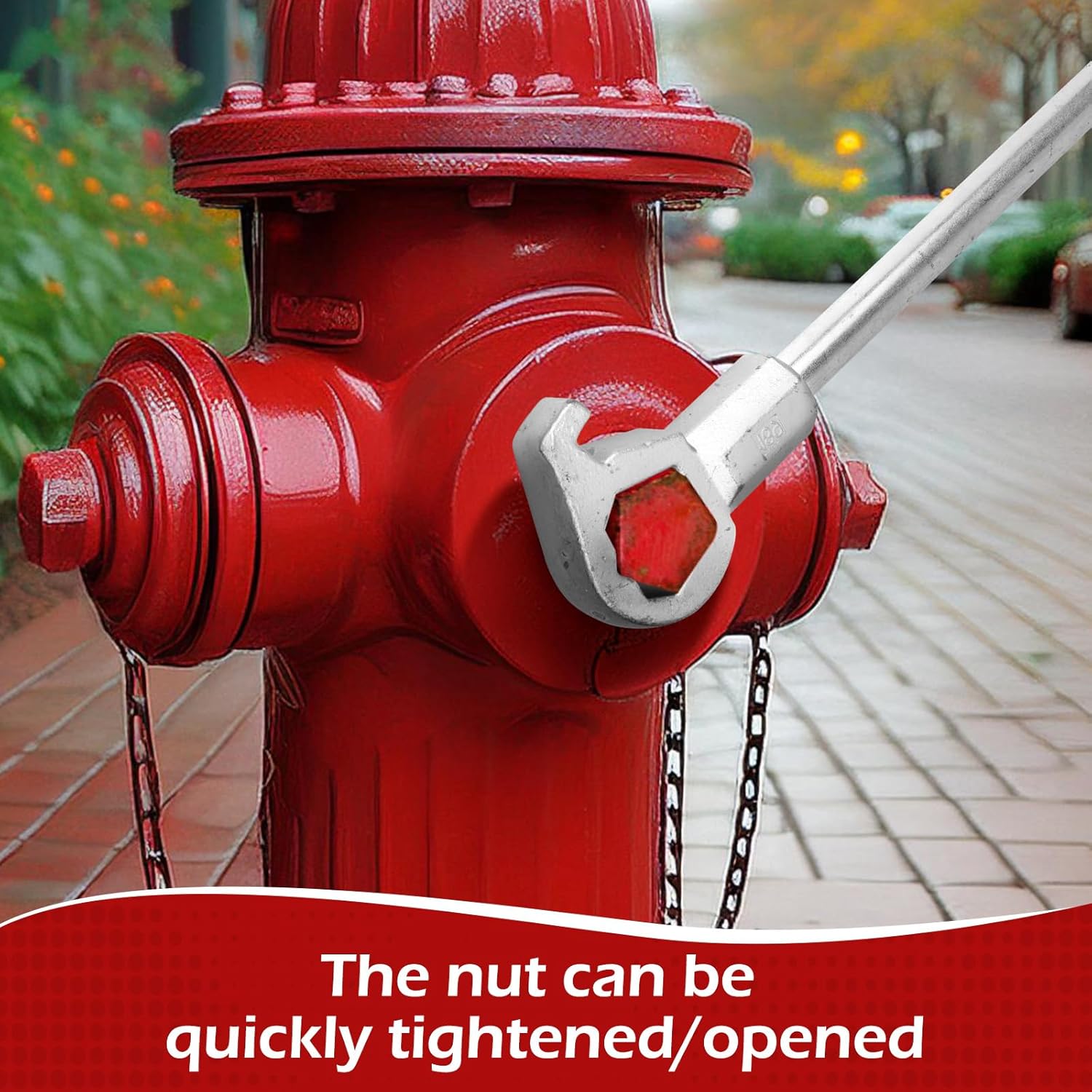 Fire Hydrant Wrench, Heavy Duty Adjustable Hydrant Wrench for Loosening Caps and Opening Valves, 1 1/2 to 6", Suitable for Pentagonal and Square Hydrant Nuts