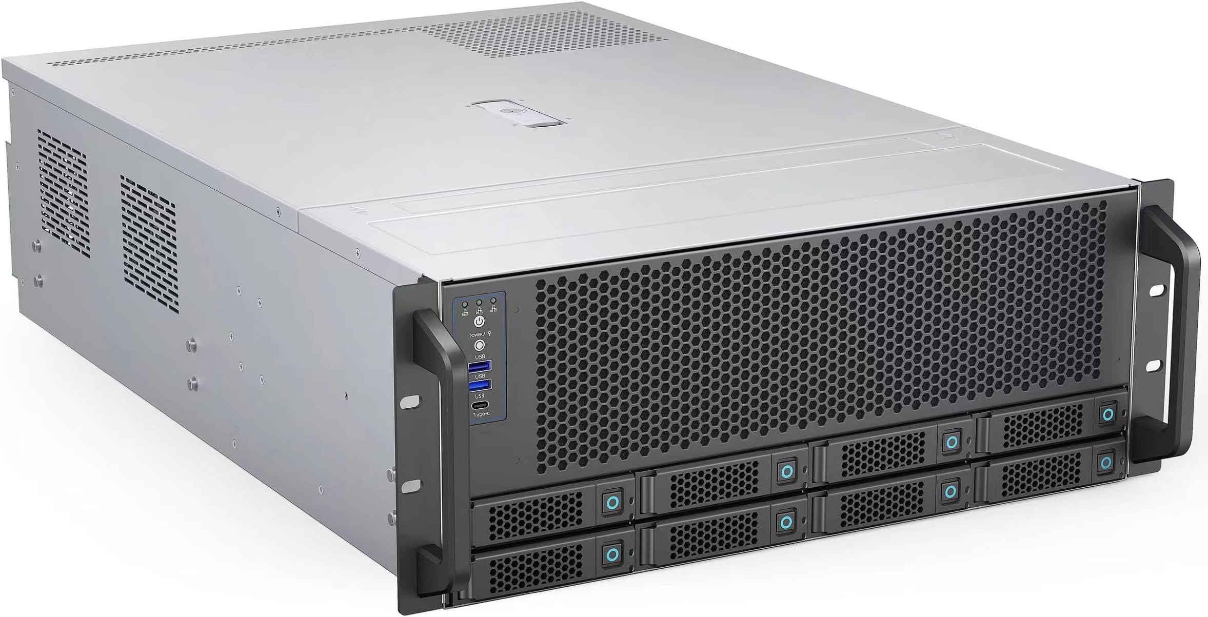 Rosewill 4U Server Chassis Case|Supports up to 4 GPUs|8 Hot-Swap 3.5"/2.5" SATA/SAS up to 12Gbps|E-ATX Compatible|3x 12038 Hot-Swap Fans,2 Rear 8038 Fans|USB 3.2 Type-C|With Rail Kit-RSV-AI01