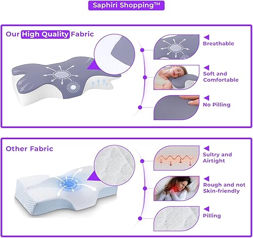 Miniatura 3 de Almohada cervical para el cuello Almohada ortopédica ergonómica de espuma viscoelástica para personas que duermen de lado, espalda y boca abajo con