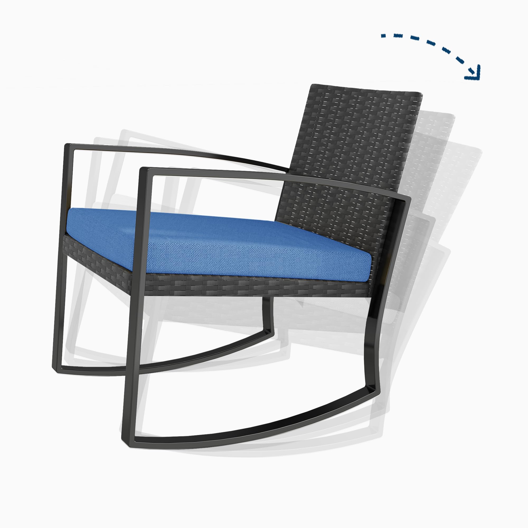 Set di Mobili da Balcone,Set Tavolino e Sedie da Giardino,Set di Mobili da Giardino in Rattan,2 Sedie da Esterno e 1 Tavolino,per Giardino Cortile Piscina (Blu)