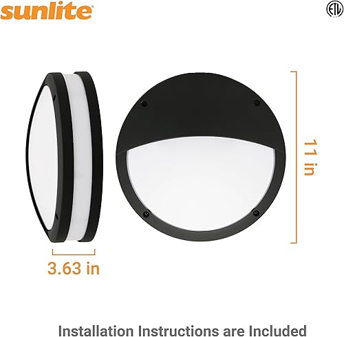Miniatura 2 de Sunlite 81384 - Lámpara LED redonda de pared y mamparo de 11 pulgadas, 20 vatios (equivalente a 70 W), 1000 lúmenes, regulable, vida útil de 50,000