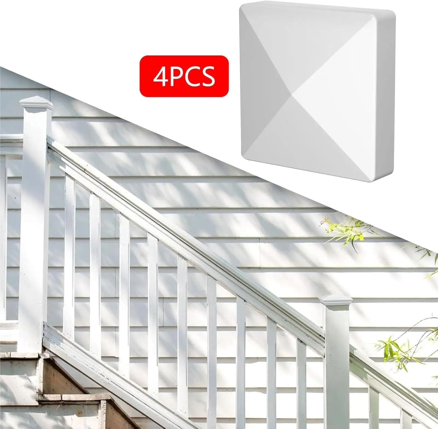 Post Caps 6Pcs Protect Wooden Fence Poles Handrail Stair 4inch Waterproof PVC Post Covers for Fence Wood Post