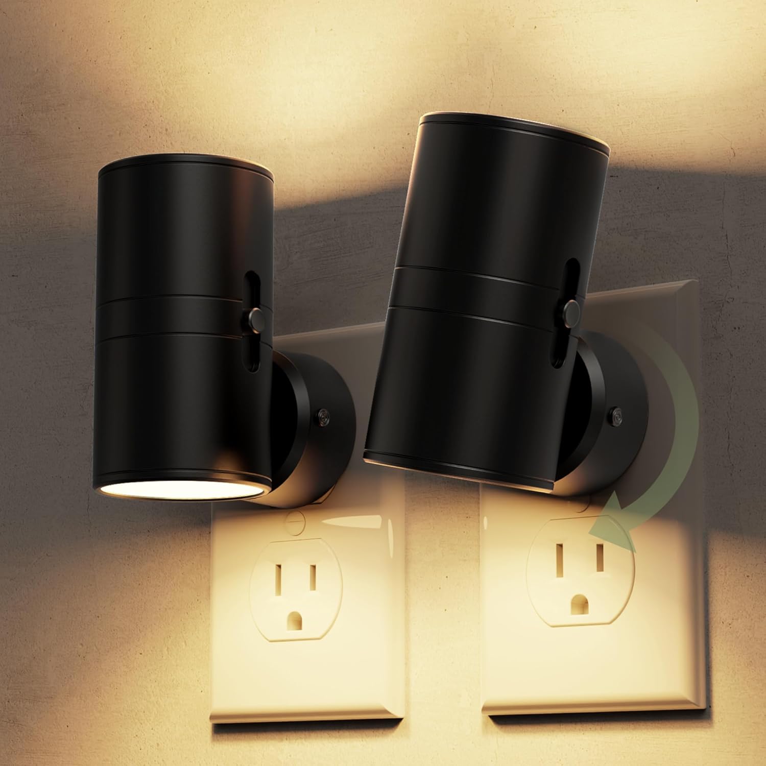 L LOHAS LED Night Light, Night Lights Plug into Wall with 5 Colors, Dusk to Dawn Sensor, 330° Rotating LED Nightlight Plug In for Kids, Dimmable Night Light for Hallway Bedroom Bathroom Adults, 2 Pack