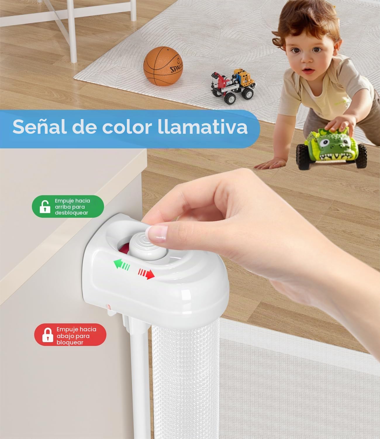 Nalezuns Barrera Seguridad Niños, Barrera Escalera Bebe 0-140cm, Protección Flexible, Puerta Escalera Bebe Seguridad para Escaleras y Pasillos Interiores y Exteriores (Blanco)