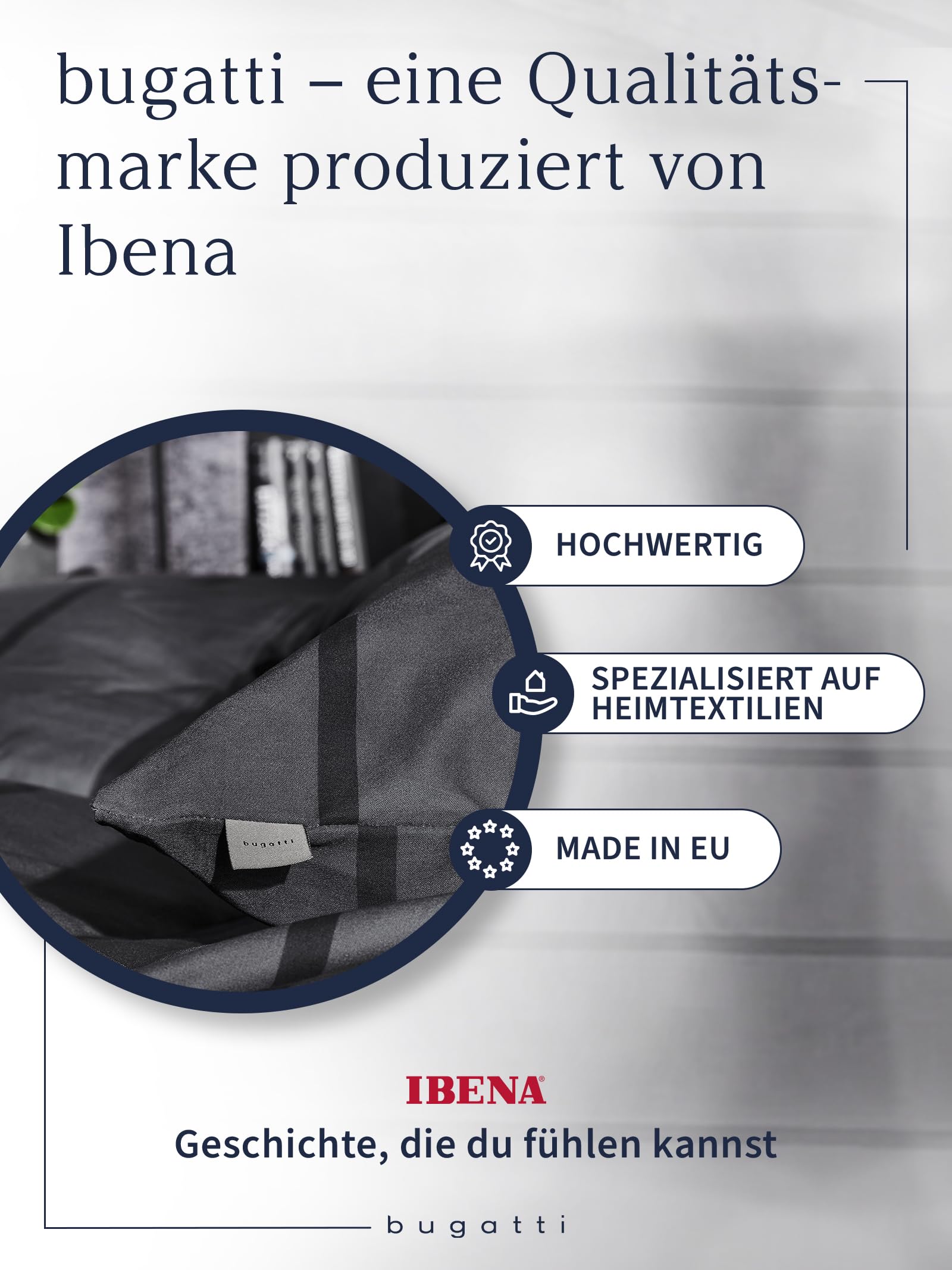 bugatti Bettwäsche 135x200 cm - Satinbettwäsche anthrazit/schwarz, 100% Baumwolle, 2 teilig mit Reißverschluss