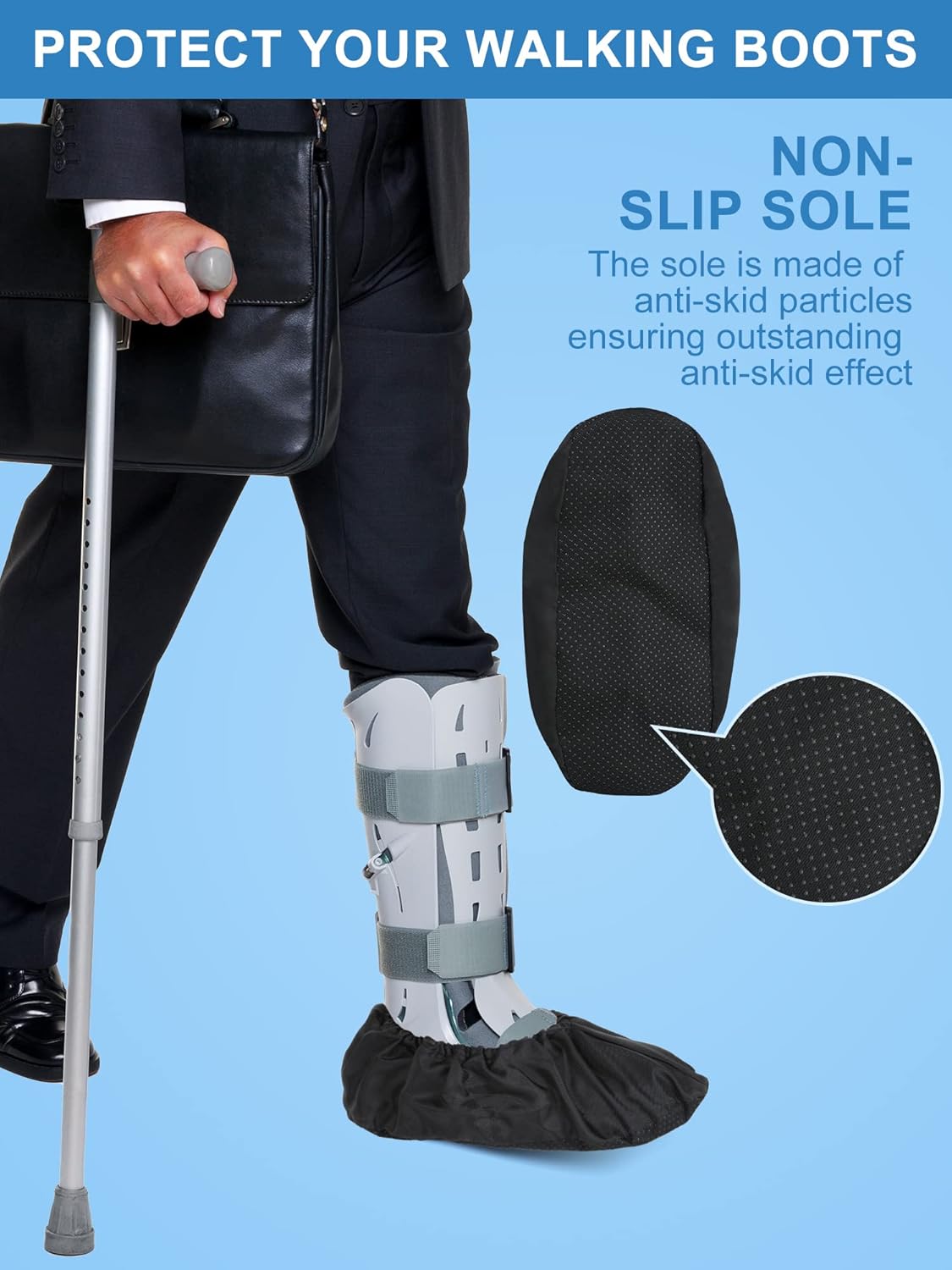 Janmercy 10 Pcs Fracture Walking Boot Cover Recovery Shoes Covers Waterproof Rain for Walking Boot Brace Orthopedic Cover with Rubber Sole Reusable(Large) - Image 6