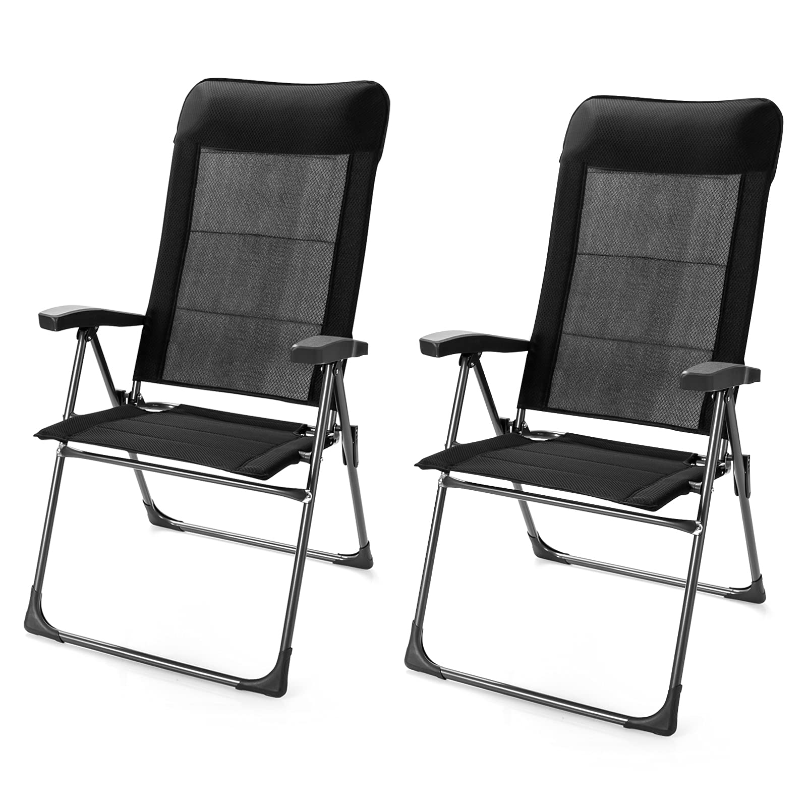 Buy COSTWAY Folding Garden Chair, 7 Positions Adjustable Metal Frame