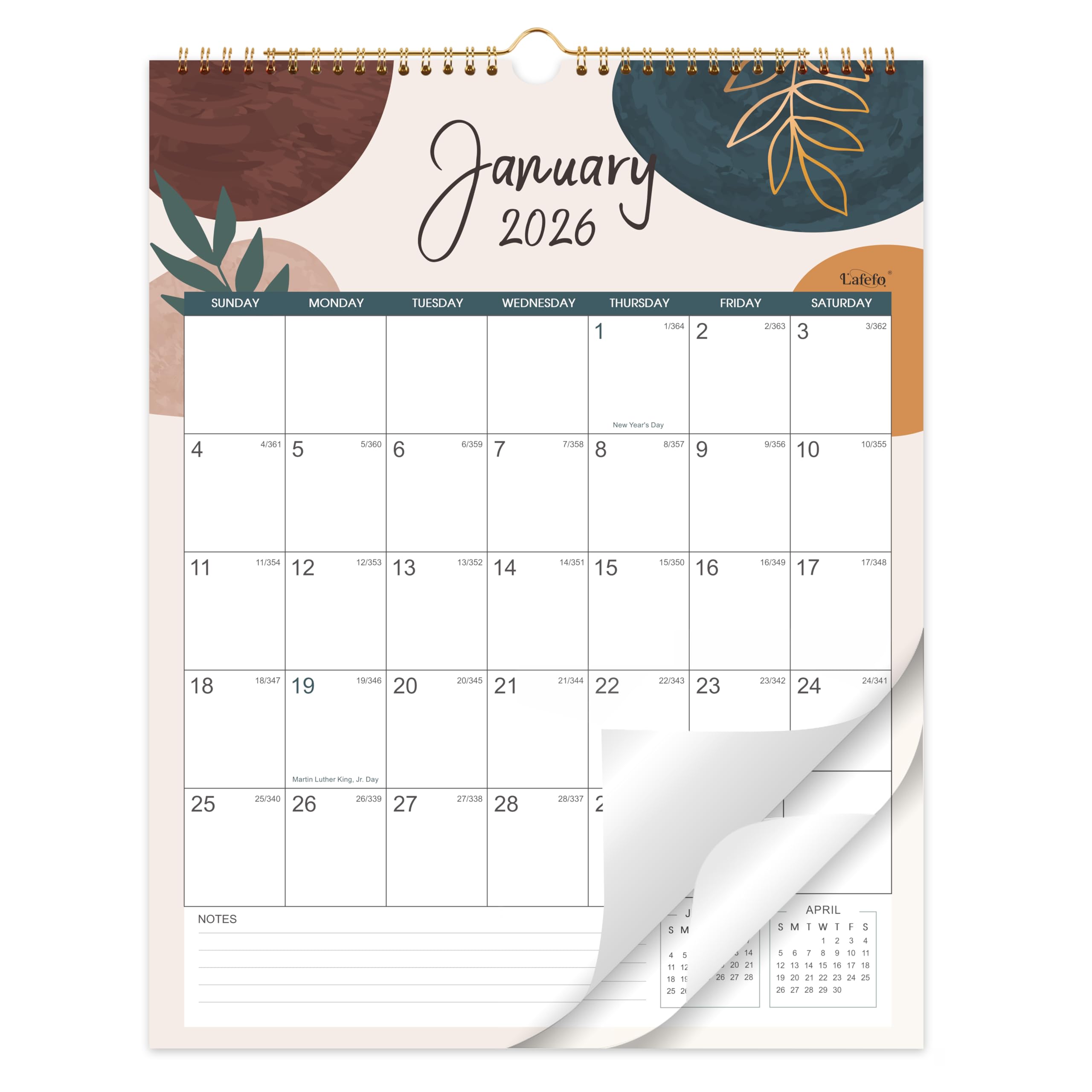 2026 Calendar - 2026 Wall Calendar, JAN 2026 - DEC 2026, 12 Monthly Calendar, 14.6'' x 11.4'', Wall calendar 2026 with Twin-Wire Binding + Hanging Hook + Julian Dates, Calendar for Organizing