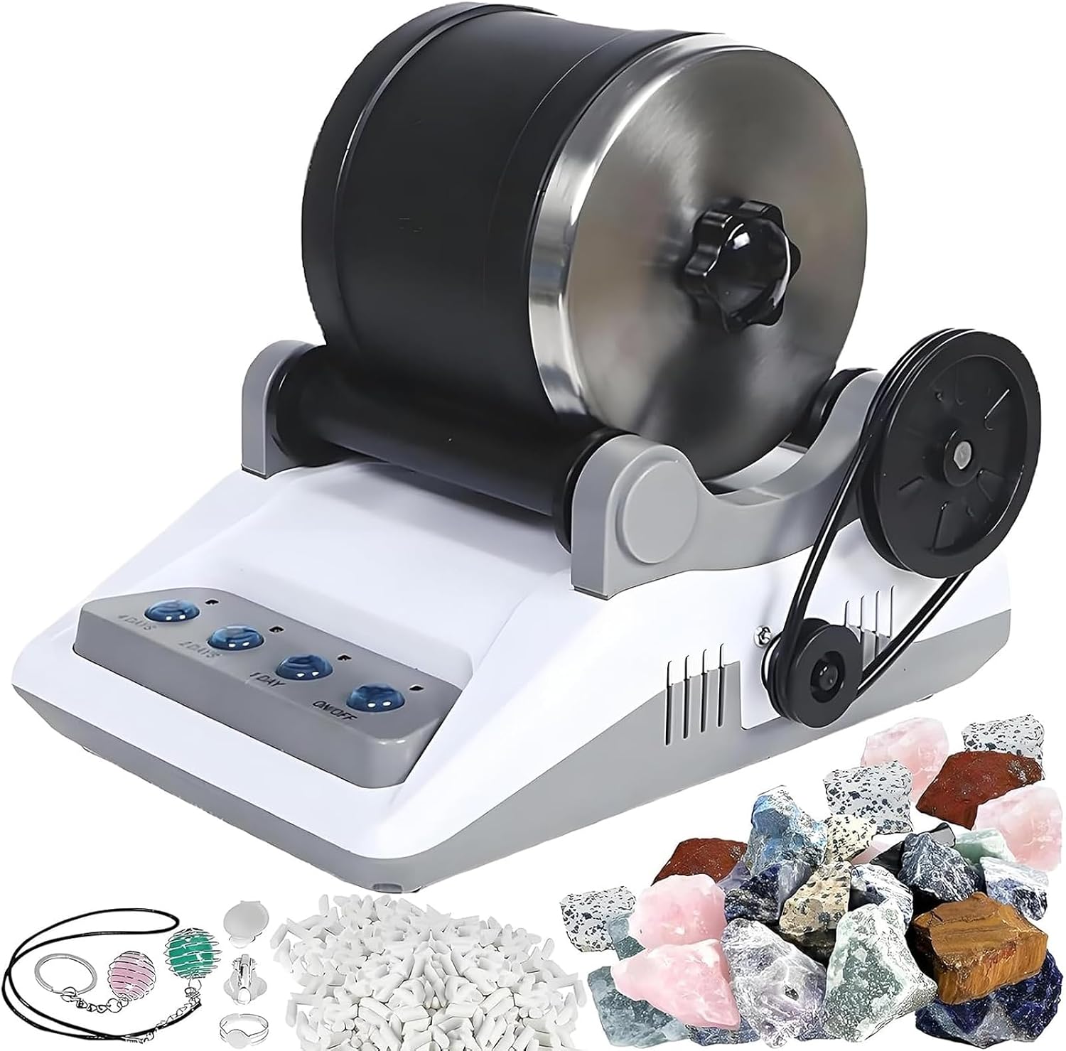 Professional Electric Rock Tumbler with 7-Day Digital Timer, Quiet Detachable Barrel Kit for DIY Gem Polishing and Stone Grinding Hobby Gift