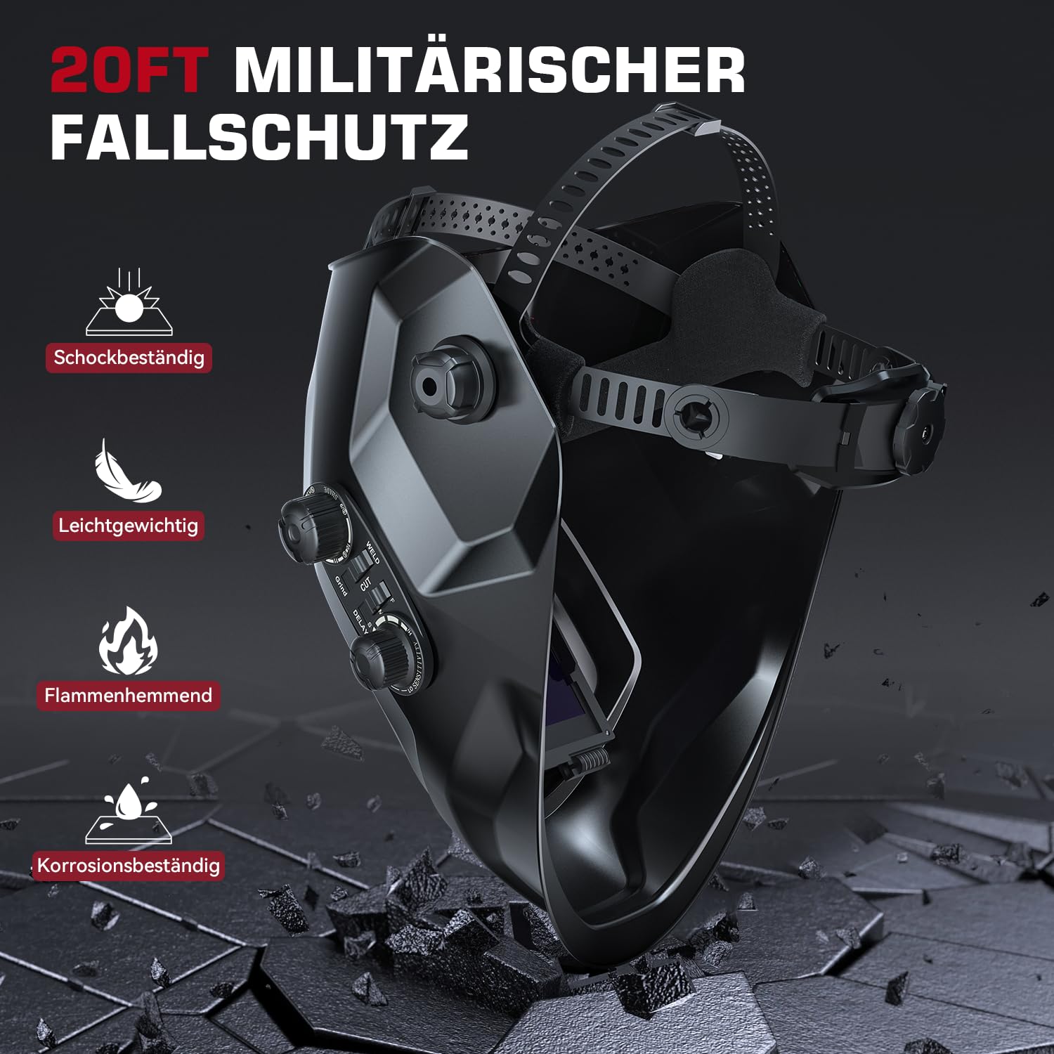 ARCCAPTAIN Schweißhelm Automatik, 100x93mm Schweißmaske mit Großes Sichtfeld, Real Colour Vollautomatik Schweisshelme mit Wahre Farbe Schweißerhelme Breiter Schatten 4/9-13 für MIG, TIG, ARC