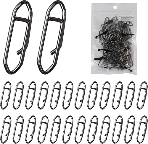 MAFIMOEA - Paquete de 60 clips de pesca de alta resistencia, conectores inoxidables, clip de cambio rápido, aparejos de pesca para agua dulce y
