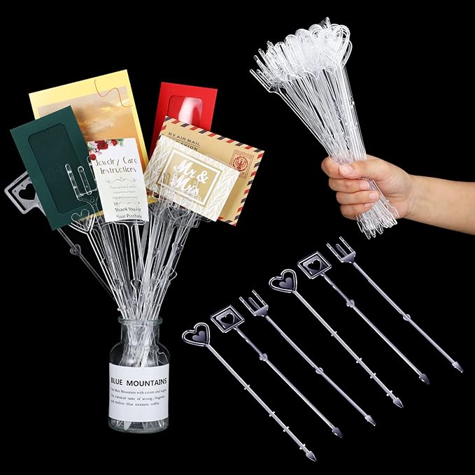 120 Pcs Plastic Floral Picks Card Holders Straight Head Flower Picks 9