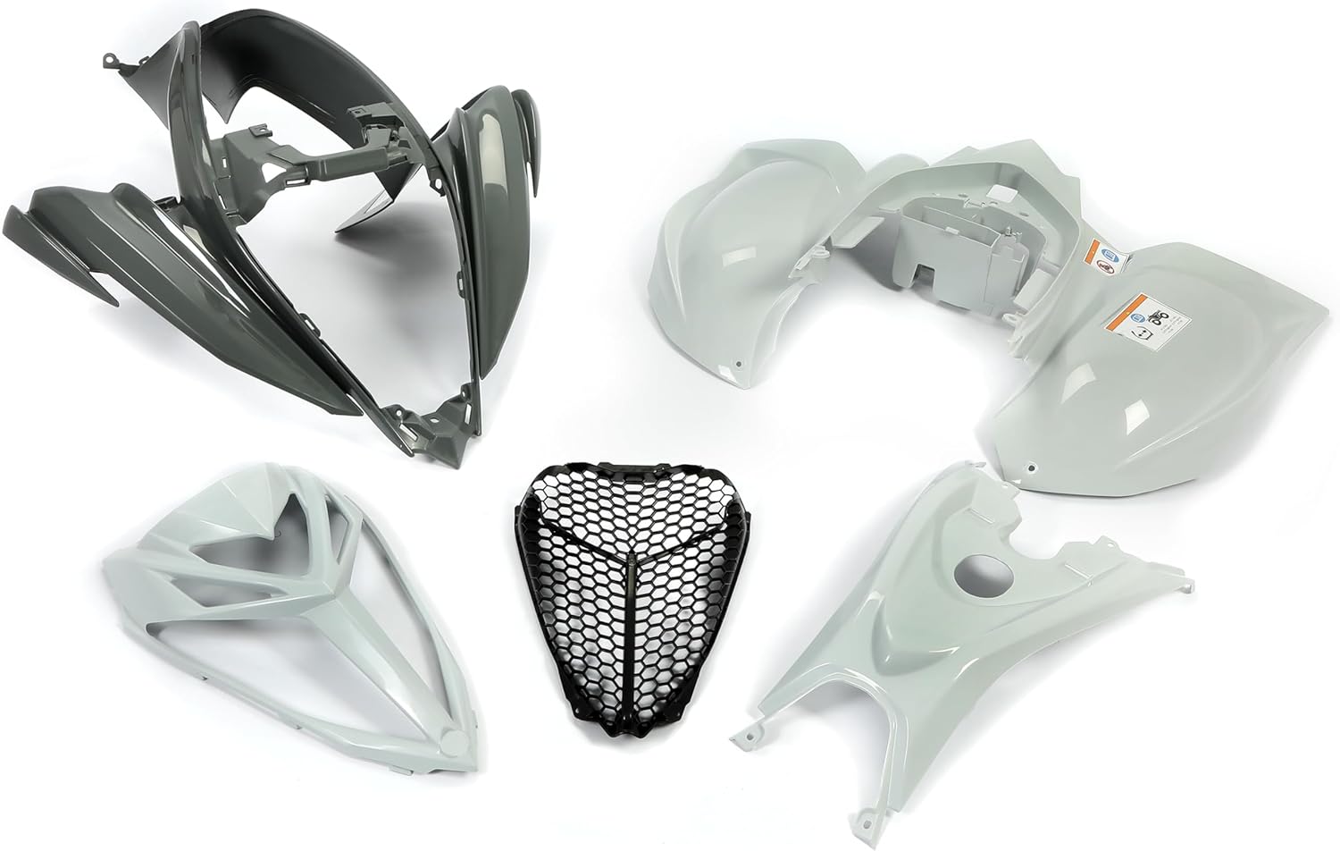 Front&Rear Fender Flares + Gas Cap + Tank Cover + Grille/Fender + Mesh Compatible with 2006-2023 YAMAHA Raptor 700 700R Plastic Kit Bodywork Gray&Black