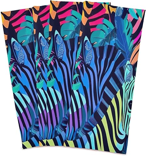 Miniatura 2 de Retro Neon Zebra - Juego de toallas de cocina a granel de 28 x 18 pulgadas