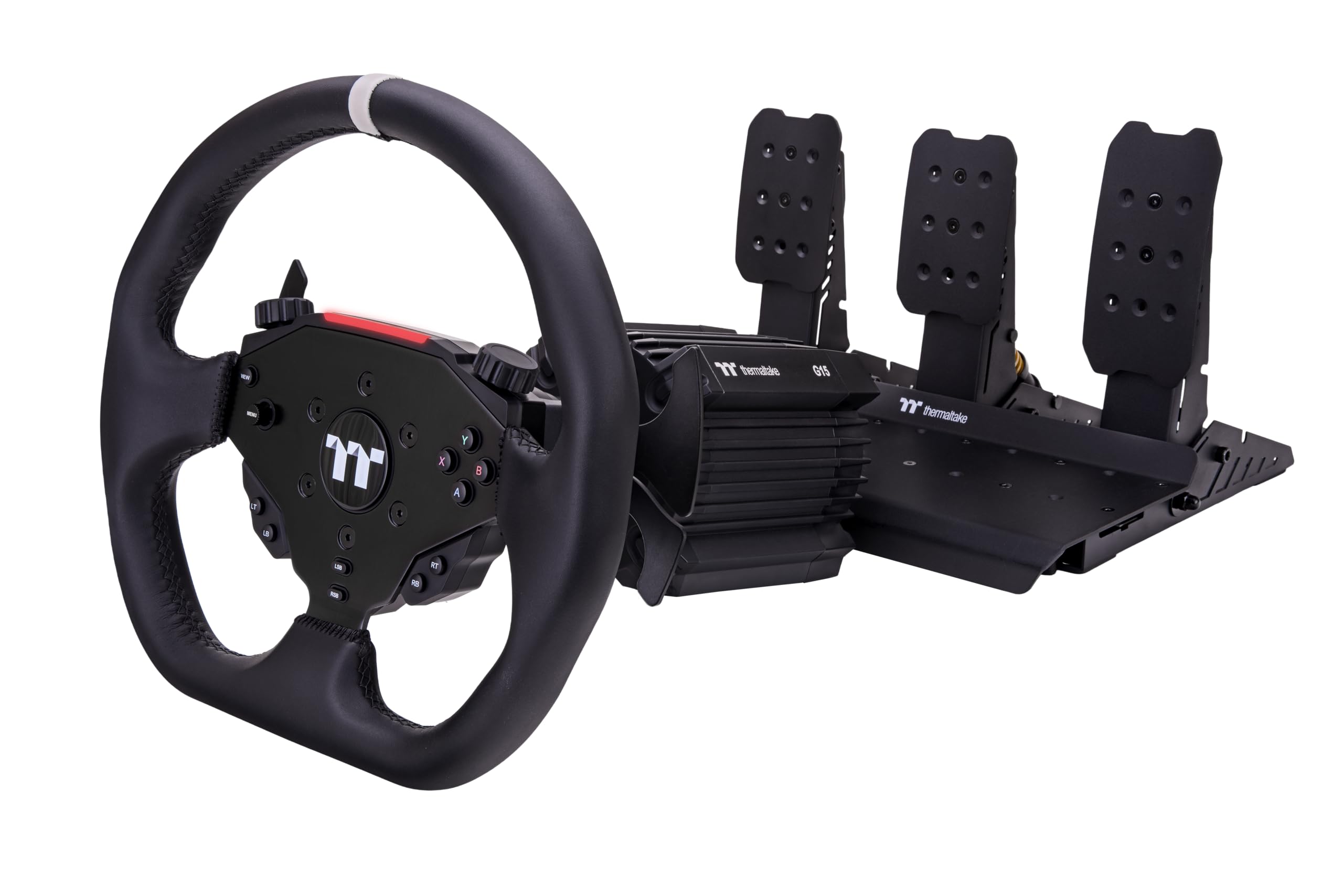 Thermaltake G15 Conjunto de Sim Racing | Base Direct Drive de 15Nm | Volante en Forma D de 13” | Pedales Metálicos de Tres Piezas | Precisión Profesional para Simulación de Conducción