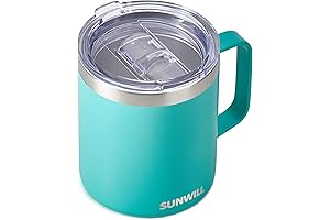 SUNWILL 14 oz Coffee Mug, Vacuum Insulated Camping Mug with Lid
