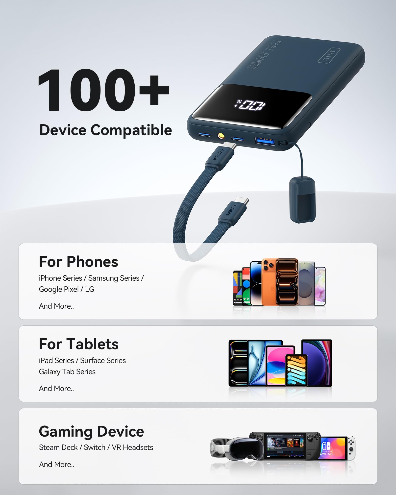 INIU Power Bank, Slim 22,5W 10000mAh Bateria Externa Carga Rapida, USB C Input & Output Cargadores Moviles con Linterna para iPhone Samsung, Viagem Essentials Apto para Hombres y Mujeres, BLU