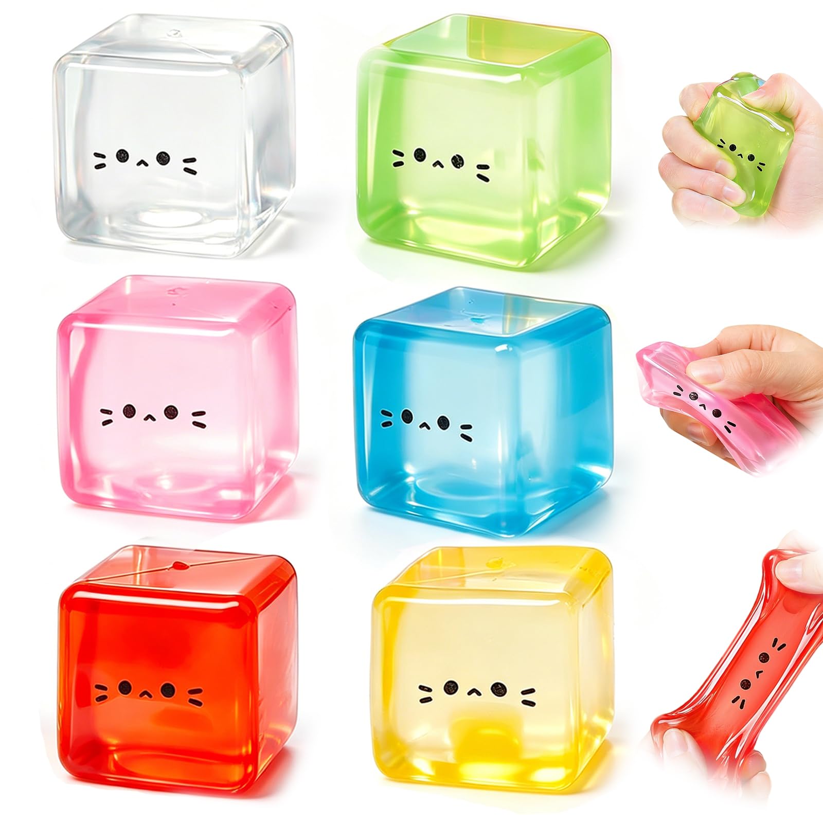 6 Pcs Squishy Stress Balls, Squishy Cats Squeeze Toys, Sensory Toys for Relaxation, Anxiety Relief, Soft Cats Squishies Squeeze Toys, Squishy Fidget Toys, Birthday Party Favors