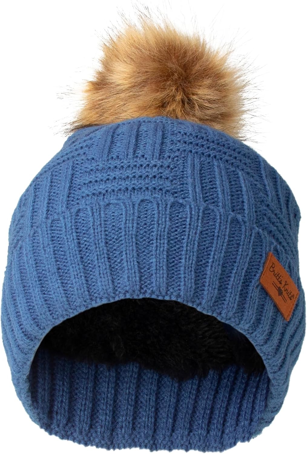Britt's Knits Women's Plush-Lined Knit Hat with Pom