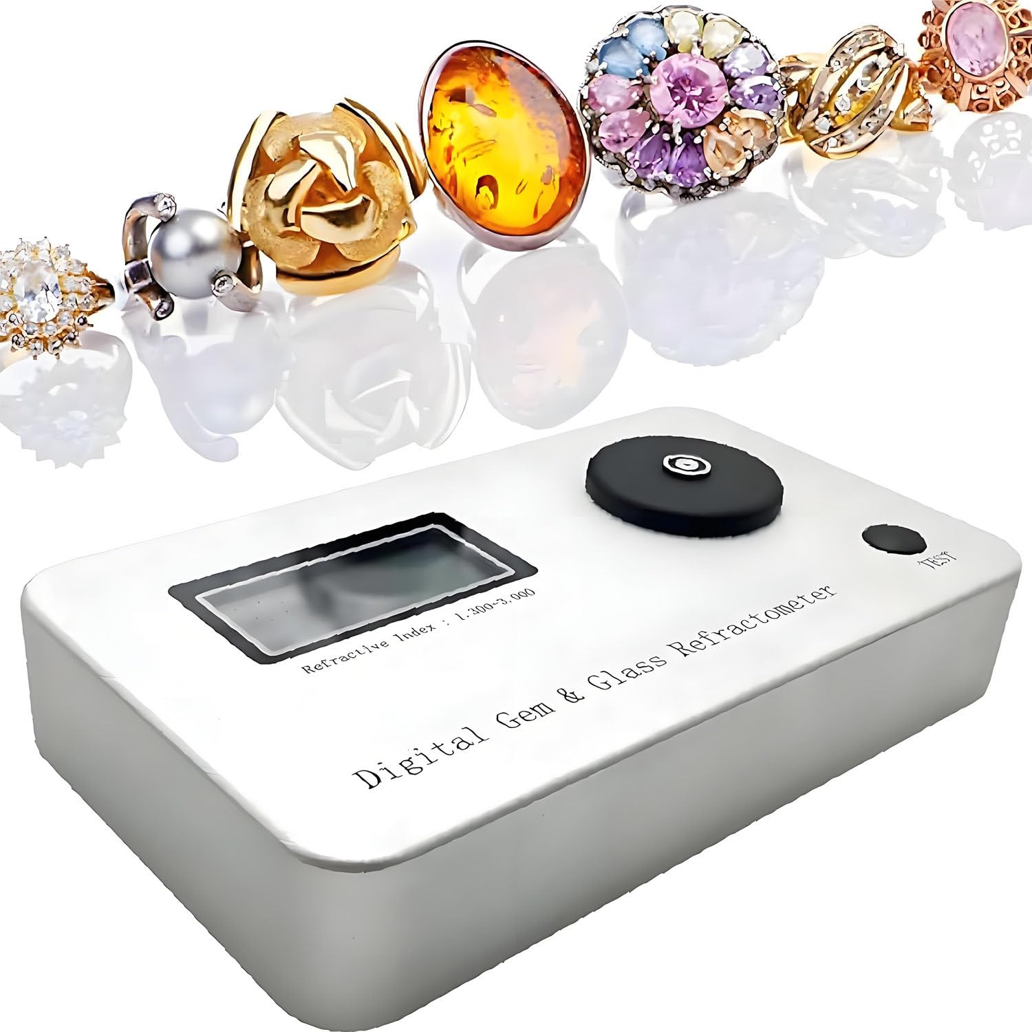 Gemstone Refractometer, Digital Gemstone Refractometer, with 1.300-3.000 RI Range, 700mAh Battery for 10000 Tests, Error ±0.005/Accuracy: 0.001