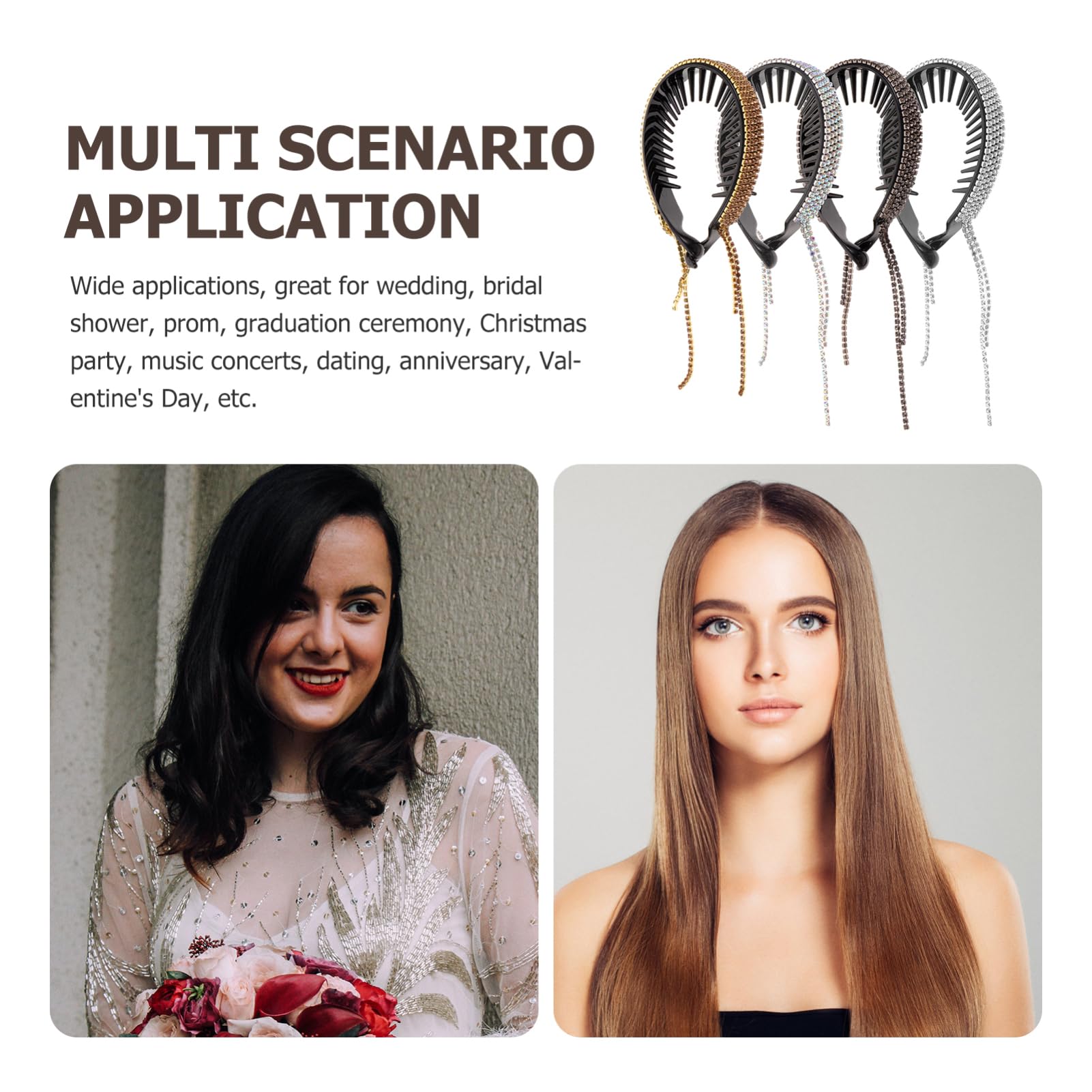 MAGICLULU 12piezas Accesorios Para Recogidos Brillantes Sujetadores De Coleta y Clips De Moño Elegantes y Cómodos Para Tipo De Cabello Para Bodas y Fiestas