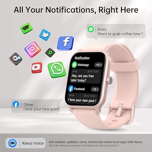 Miniatura 2 de Tensky Reloj inteligente para mujer, pantalla táctil HD de 1.85 pulgadas, reloj inteligente para Android/iPhone/Samsung/(llamada Bluetooth), Alexa