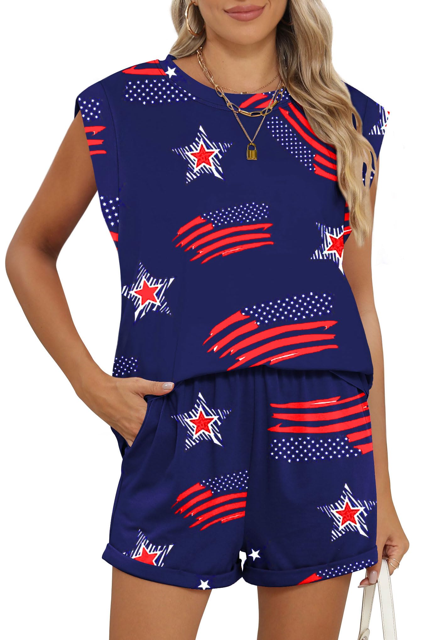 Photo 1 of RUBZOOF 2 Piece Sets for Women Summer Outfits Short Sets Casual Lounge Set 2xl
