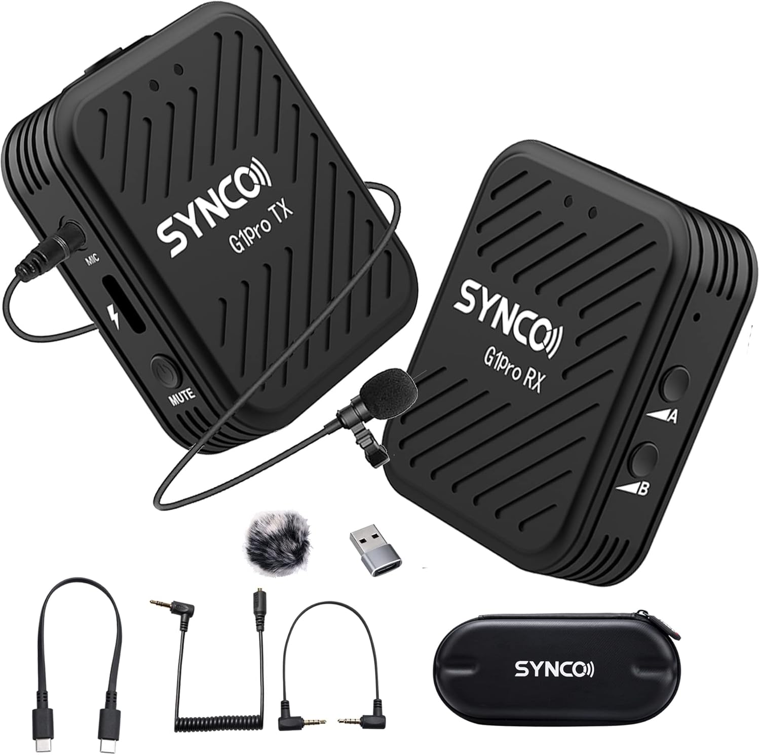 SYNCO G1 A1 PRO Camera Microphone Wireless Lavalier Mic with Charging Case for Phone Smartphone Type-c Professional Studio YouTube Charging (G1 A1 Pro)