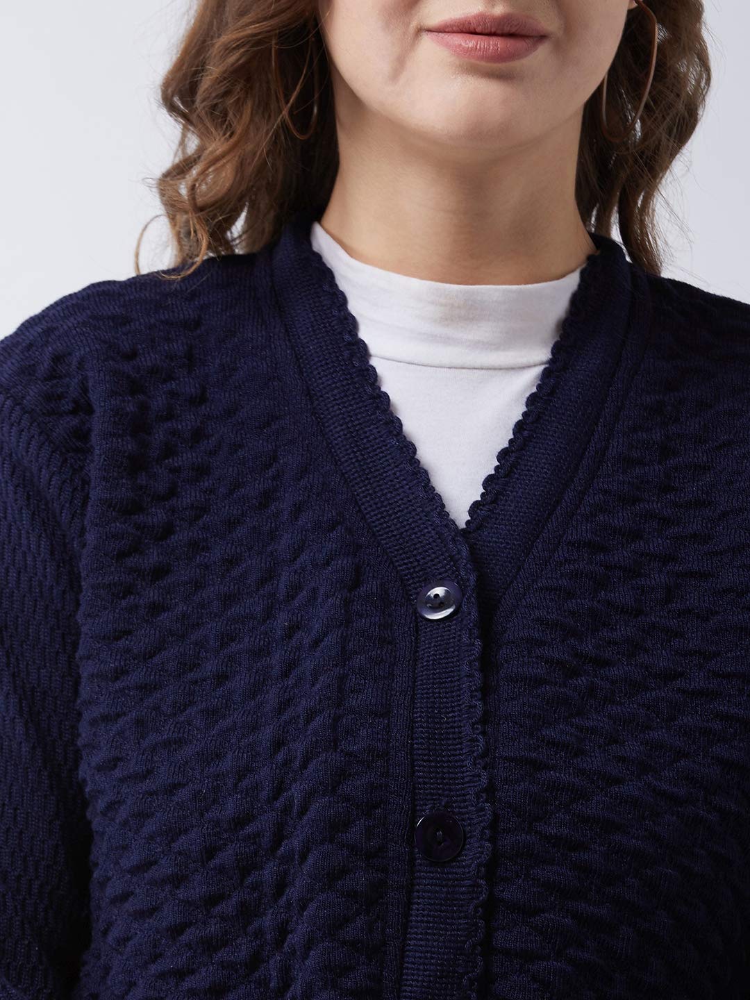 Pivl Women's Blended V-Neck Cardigan Sweater (PV502_Navy - Image 7 thumbnail