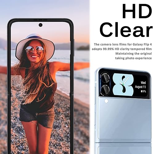 Miniatura 6 de Miimall - Protector de lente de cámara compatible con Samsung Galaxy Z Flip 4, vidrio templado de dureza 9H, antiarañazos, compatible con funda
