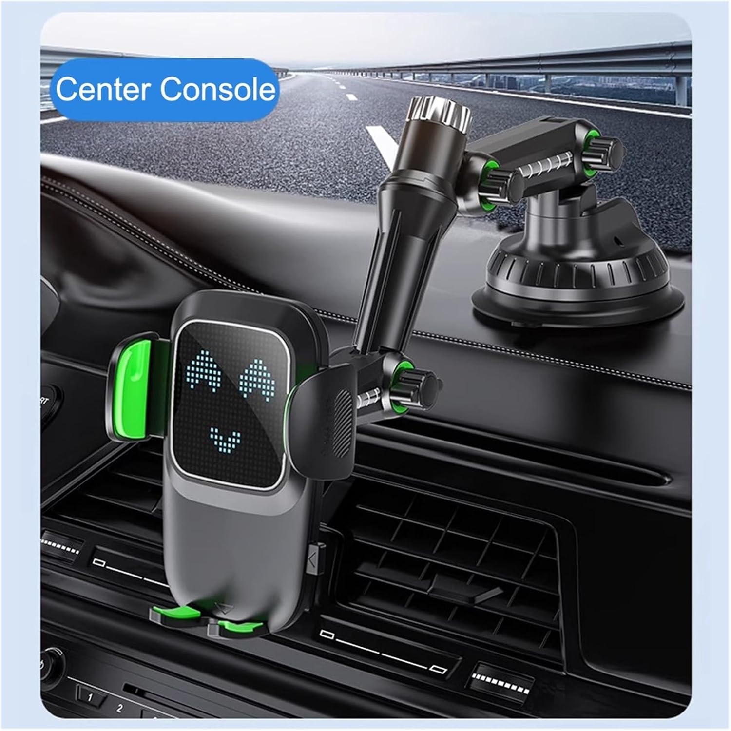 Phone Mount Universal Large Truck Extended Suction Cup Type Car Holder Fixed Mobile Stand Big Joint GPS Navigation Magnetic(Black)