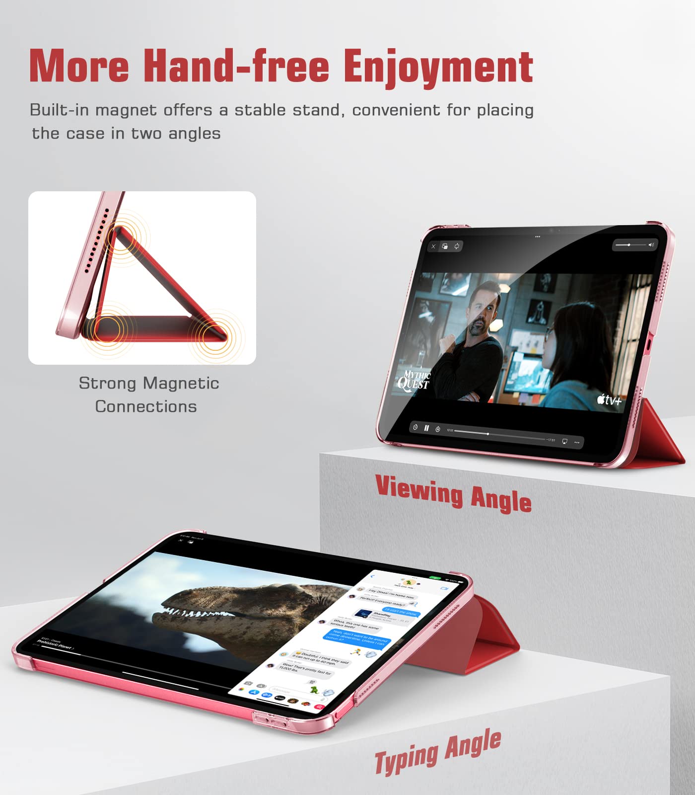 TiMOVO Cover Custodia Compatibile con iPad (A16) 11 Generazione 11 Pollici 2025/iPad 10 Generazione 10,9" 2022, Retro in PC Rigido Semi-Trasparente, Auto Sveglia/Sonno, Rosso