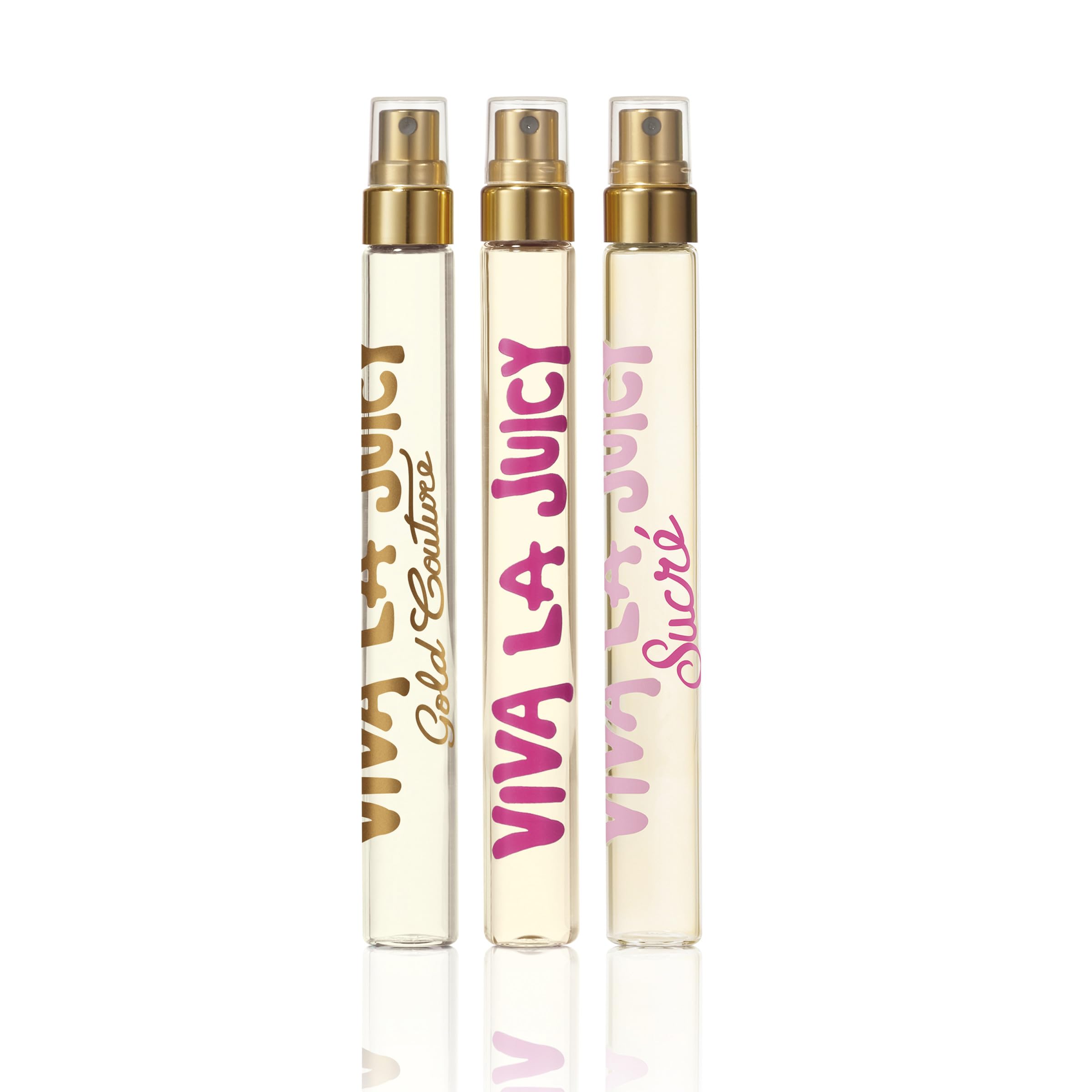 Juicy Couture Travel Spray Coffret (3 x 10ml) Eau de Parfum, 3-teiliges Duft-Geschenkset, blumiges Gourmand-Parfüm, luxuriöses Duftgeschenk für Frauen