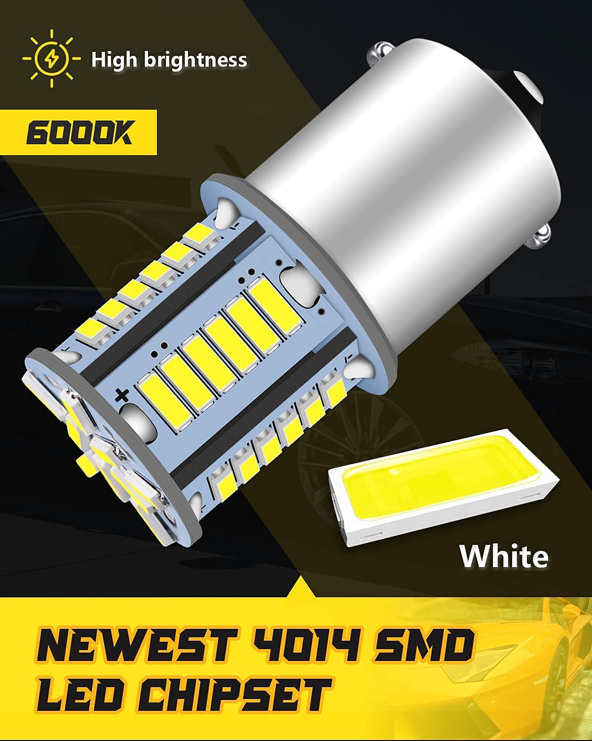 4 Lampadine LED P21W 1156 BA15S - 6500K Bianco Luminoso Per Retromarcia E Luci Auto 12V-24V