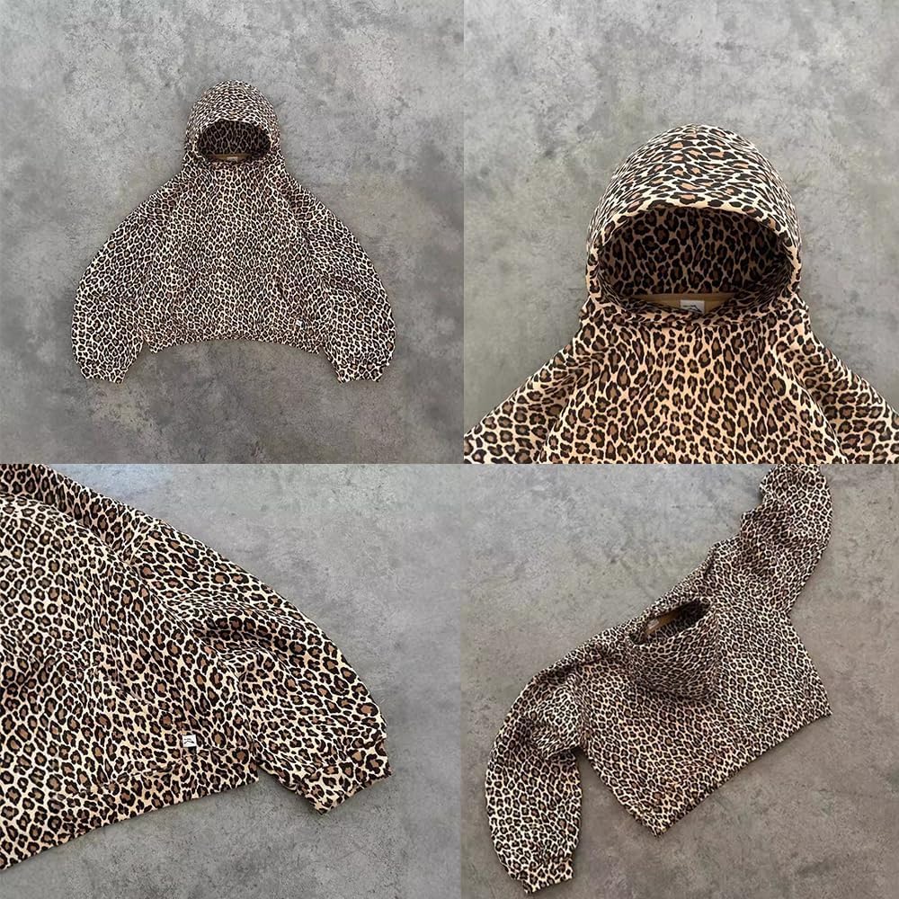Woman Leopard Cheetah Print Hoodie Camo Hoodie Oversized Sweatshirts Y2k Graphic Hoodies 2000s Streetwear
