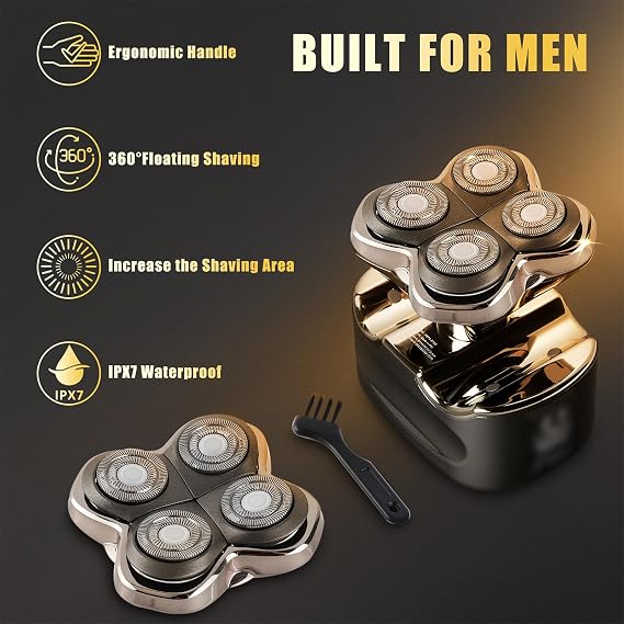 Replacement Blades Compatible with Skull Shaver Pitbull Pro Electric Razor | Silver Gold PRO SX5 & Palm MX5 & Butterfly Kiss Pro,4-Head Replacement Shaver Blade,Head Shaving Maintenance Part