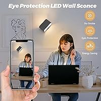 Vista 3 de Aipsun Juego de 2 Apliques de Pared LED Modernos Negros Luces de Pared para Interiores con Cableado Fijo Hacia Arriba y Hacia Abajo Luz de Montaje