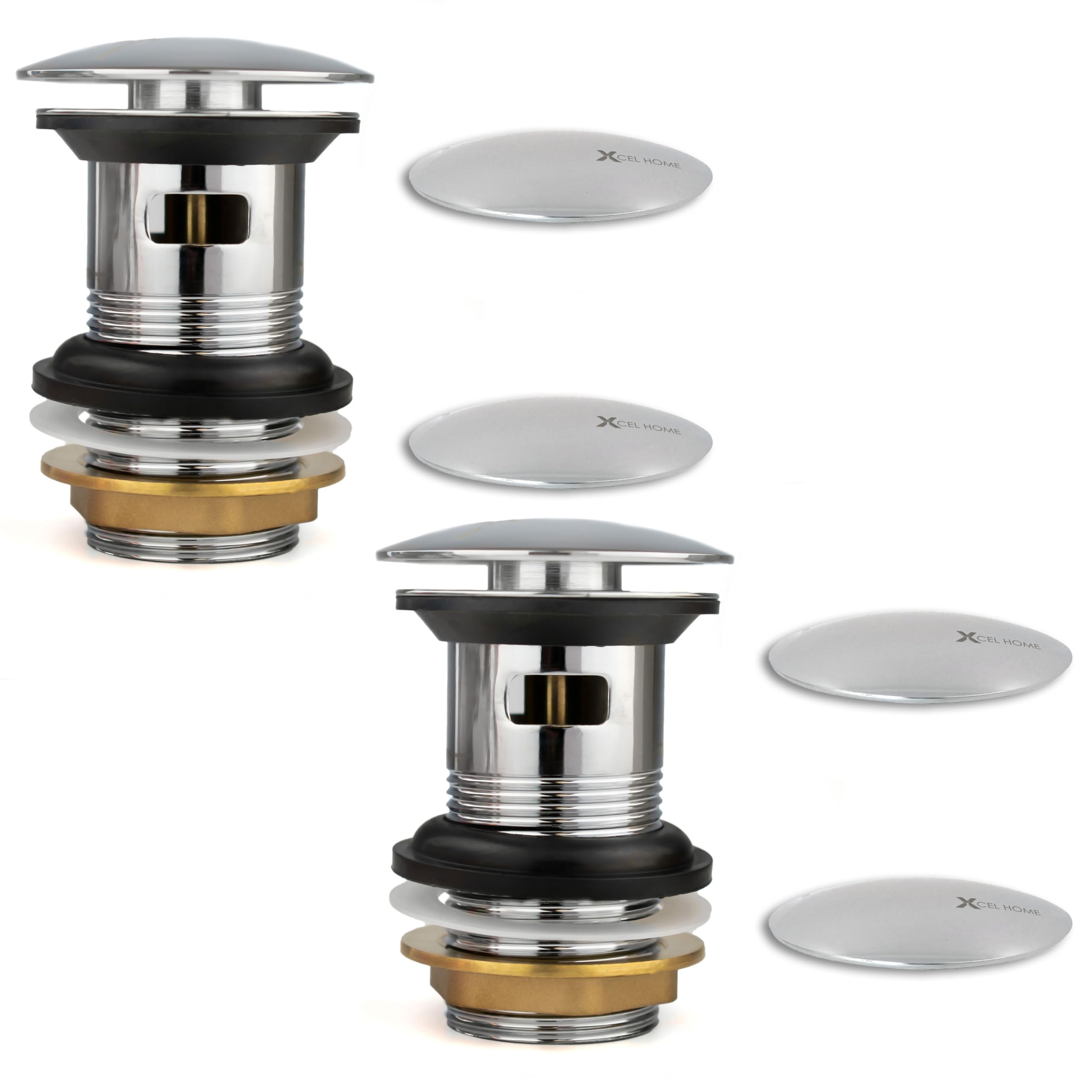 Xcel Home 2x Chrome Slotted Click Clack Dome Basin Waste, G1 1/4