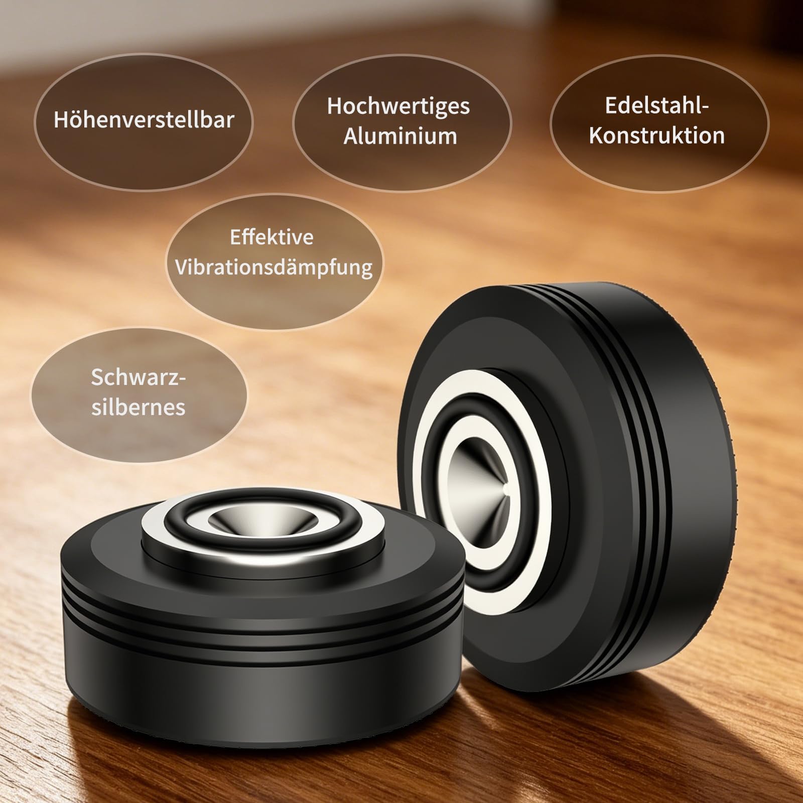 HiFi Supporto per altoparlante 50×20 mm alluminio ammortizzatori piedini isolanti 4 pezzi nero