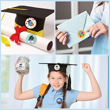 WhatSign 36Pcs Graduation Stickers for Kids Class of 2026 Label Gift Tag Labels for Kindergarten Preschool Gift Wrap Box Card Envelope Seals Grad Party Favors