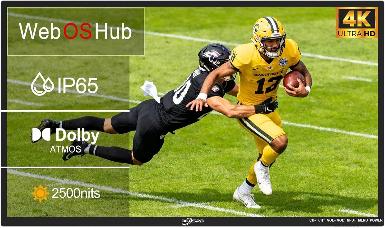 Outdoor TV, 65 Inch 4K Outdoor Smart TV, 2500nits High Brightness Outdoor TVs, IP65 Waterproof TV, Voice Assistant Remote, Compatible with Dolby, Wide Viewing Angle Smart TV