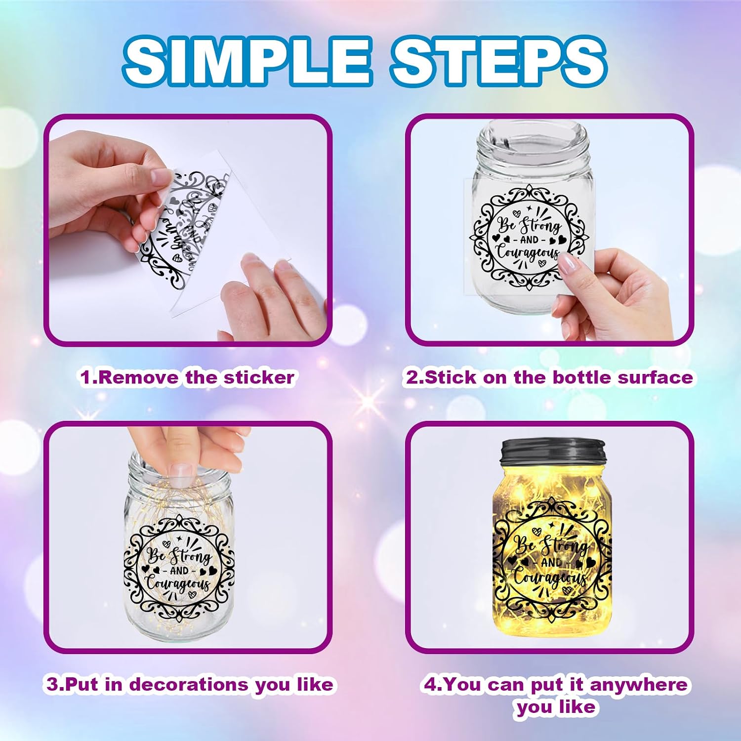 GLOBLELAND 25 Sheets Inspirational Quotes Silhouette Decal Stickers for Jar Vase Motivational Text Adhesive Lantern Stickers Family Motto Plastic Decals for Window Lamp Glass Art Home Decor Crafts image 3