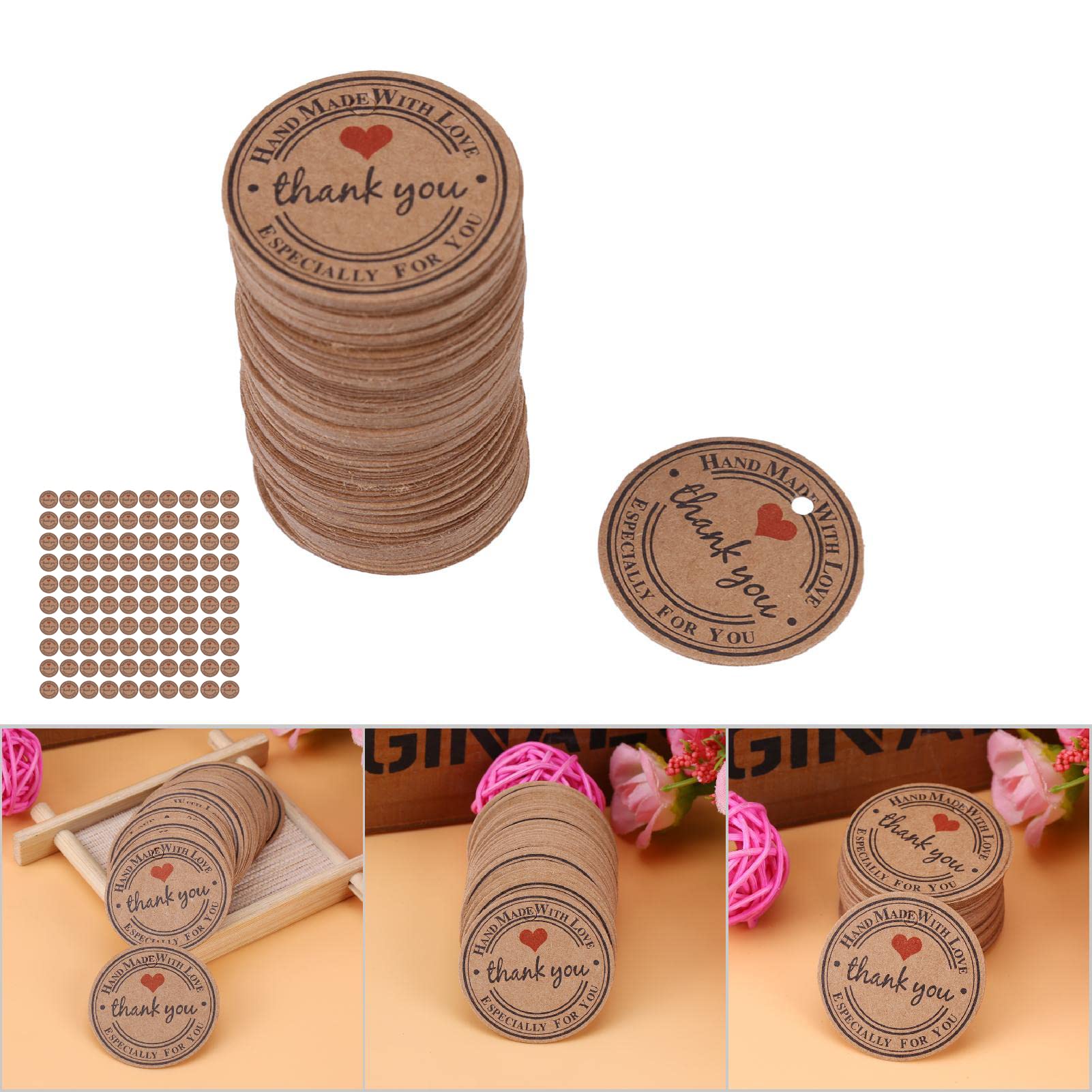 100 pezzi di etichette di carta, etichette rotonde da 1,38 pollici, utilizzate per etichette dei prezzi di nozze/appese/gioielli per costumi, bianco (n. 2